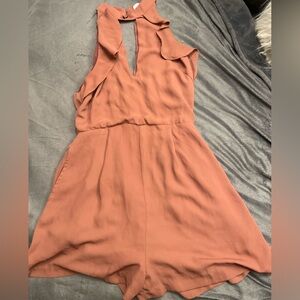 Tan/brown ruffle romper